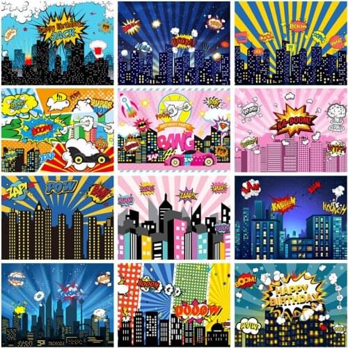 Super Hero City Building Newborn Cake Smash Baby Shower Birthday Party Backdrop Photography Background Photo Studio Photophone