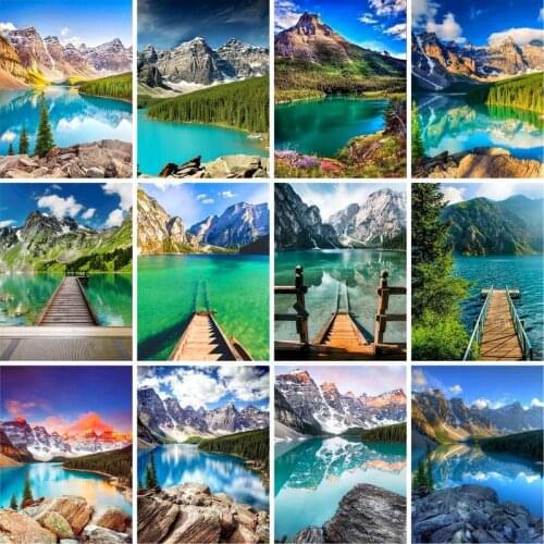 GATYZTORY 60x75cm painting by numbers Mountain river Landscape On Canvas pictures by numbers Home Decoration DIY For Unique Gift