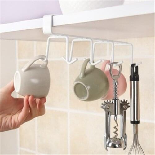 Trackless hook Household kitchen iron art shelf cabinet wardrobe finishing hook multi-function receiving hook