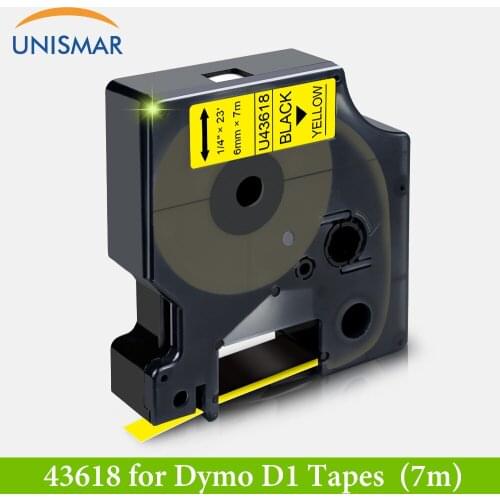 Unismar Label Tapes for Dymo D1 Black on Yellow 43618 Label Printer Ribbon for Dymo LabelManager 160 280 43613 Black on White
