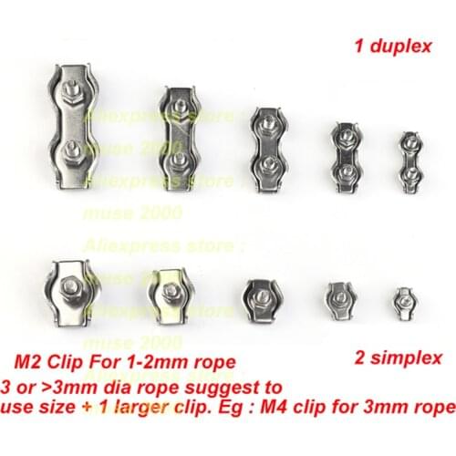 M2 M3 M4 M5 M6 M8 M10 Twist wire rope simplex duplex rope clip 304 steel hardware hooker hanger photo frame fastener ending tip