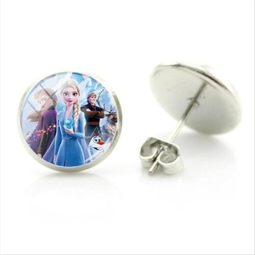 Disney Frozen Fashion Style Earrings Beautiful Picture Earrings Glass Cabochon Jewelry Gifts For Women