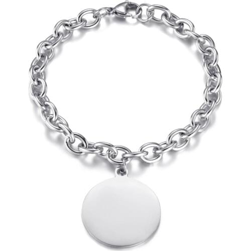 Stainless Steel Round Charm Bracelets for Men Women Trend Jewelry Hand Accessories Gifts 2020 Wholesale