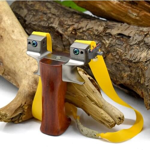 New Titanium Alloy Bow Head Slingshot Powerful Outdoor Hunting Competition Slingshots Catapult Optical Fiber Sighting