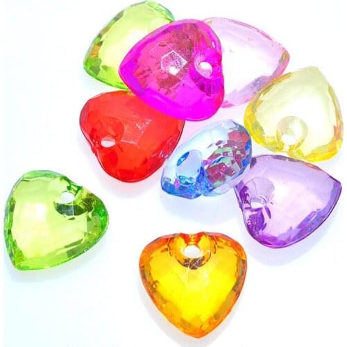 New Arrival Colorful Acrylic Heart Necklace Pendants DIY Jewelry Findings 22*11*22MM Plastic Ornament Accessories Crystal Charm