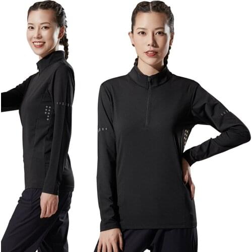 Autumn Womens Shirt Quick Dry Fitness Tracksuit Zip Stand Collar Sports Top Running Gym Polyester Crop Top Tight Training Wear