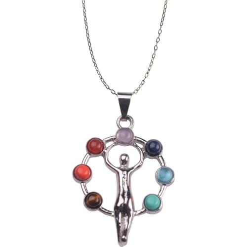 7 Chakra Stones Natural Stone Pendant Tree Of Life Semi Precious Choker Necklace For Women Jewelry Yoga