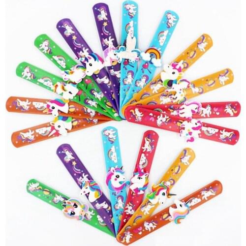 Kid Children Girl Boy Colorful Unicorn Wristband Flexible Wrap Slap Bracelet Animal Enfant Bangle Drop Shipping