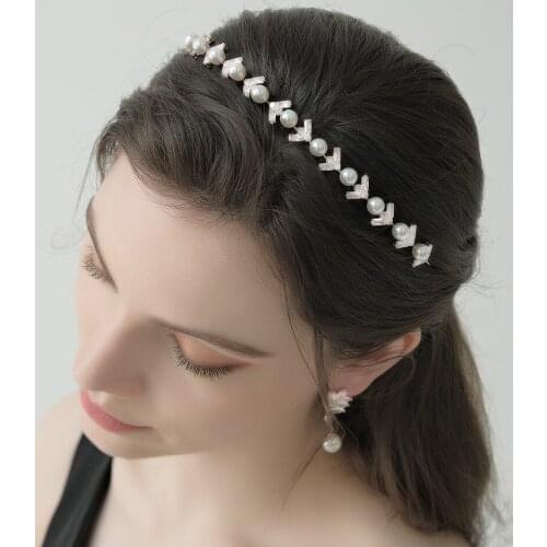 Sen Girl Temperament All-Match High-End Zircon Pearl Headband Simple And Atmospheric Daily Young Lady Press Hair Accessories