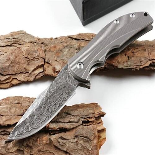 ZT0606 Handle Titanium Folding Knife VG10 Damascus Sharp Blade Outdoor Survivcal Hunting Camping Tool Gift For Men