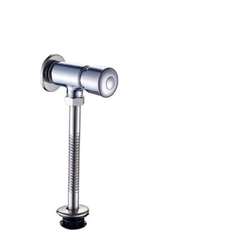 Toilet Brass Push Button Urinal Flush Valve With Polished Chrome Bathroom Delay Urine Valve Pee Self-closing Flush Valve