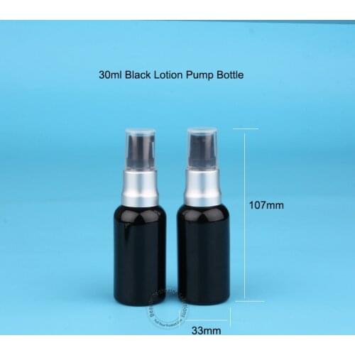 10pcs/Lot 30ml Glass Empty Essential Oil Bottle Lotion Pump 1oz/ 30cc Refill Parfum Women Cosmetic Container Black Lip Pot