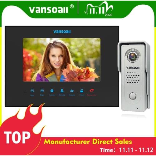 VANSOALL Video Intercom 7 inch Monitor 1200TVL Metal Doorbell Camera Support SD Memory Card Video Door Phone Doorbell Kit