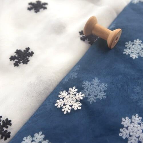 50x150cm Snowflake Embroidered Mesh Fabric Dress Christmas Doll Clothes Cos Original Decoration Shooting Background Cloth