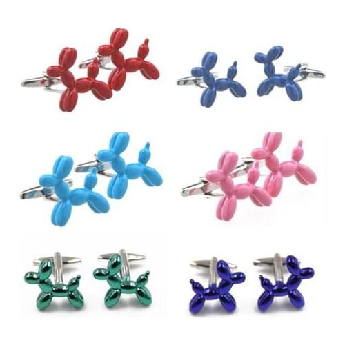 20pairs/lot Novelty Balloon Dog Cufflinks 4 Colors Copper Enamel Cuff Link Mens Jewelry Accessory Wholesale