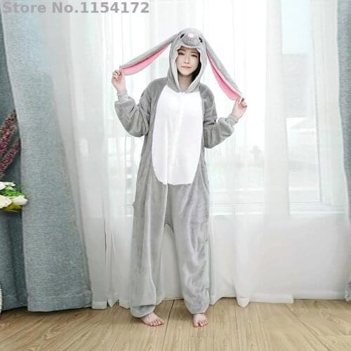 Long Ear Bunny Onesie Pajamas MashiMaro Kigurumi Women Pajamas For Adult Animal Hoodlum Rabbit One-Piece Pijama Cosplay Costume