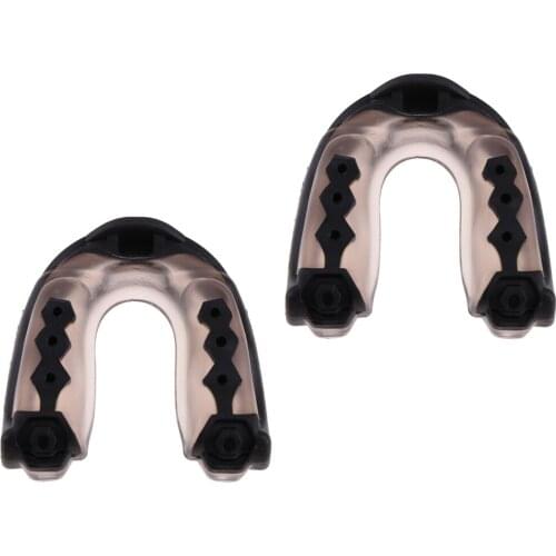 2pcs Gum Mouth Guard Kick Boxing Thai Muay Rugby Teeth Brace Protector Black