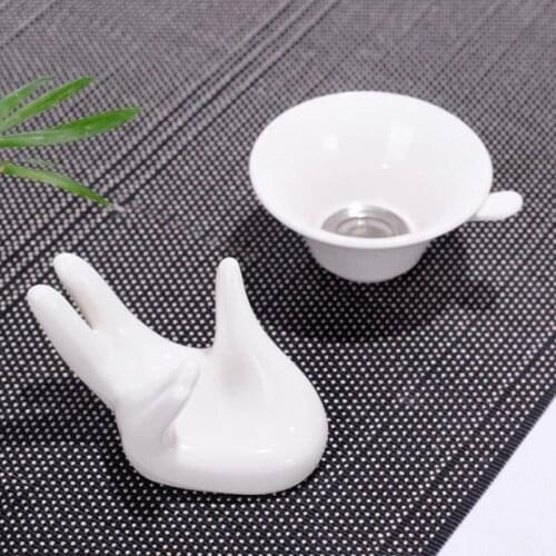 300pcs White Porcelain Fine Mesh Kungfu Tea Funnel Strainer Filter W/ Holder Stand Health Tea Parts Accessories Tools GiftsNO366