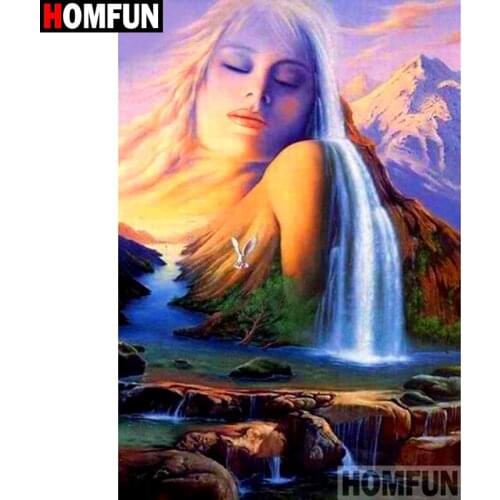 HOMFUN Full Square/Round Drill 5D DIY Diamond Painting "Waterfall woman" Embroidery Cross Stitch 3D Home Decor Gift A16865