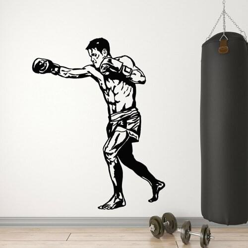 Boxing Sign Vinyl Wall Decal Gym Sports Man Boxer Fight Club Fighter Window Stickers Home Fitness Boys Room Decor Mural M72