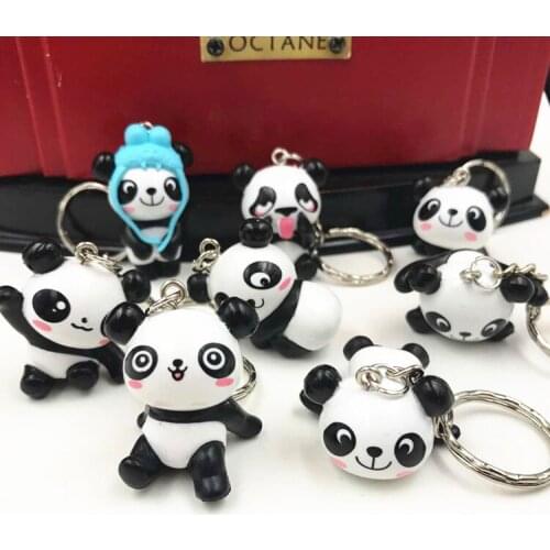 Cute Cartoon Lovely Panda Keychain Car Key Chain Keyring Bag Phone Pendant Mix 24pcs/lot wholesale High Quality