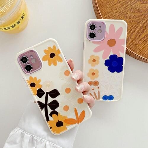 For iPhone 12 Pro Max Case Flower Plating Camera Protection Lid Phone Cases for iphone 11 pro max X XS XR 7 8 Plus Matte Cover