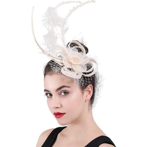 Elegant Bridal Fancy Wedding Sinamay Headwer Ladies Party Dinner Fascinator Headdress Hair Pins Accessories Linen Millinery