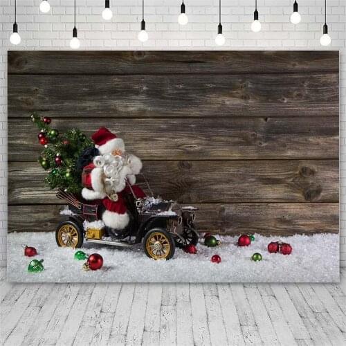Avezano Backdrops Merry Christmas Tree Winter Santa Wooden Board Bell Decor Banner Photography Background Photo Studio Photozone