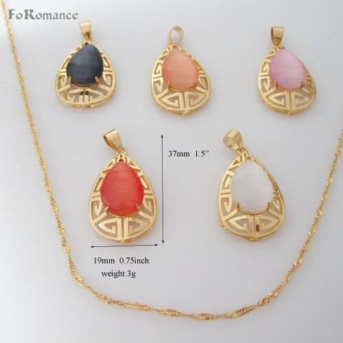 Foromance /FIVE COLORS GEOMETRIC IN WATER DROP PENDANT SHINNING STONE 18" TWIST WATER WAVE NECKLACE - YELLOW GOLD GP