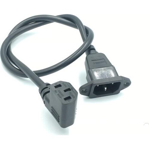 IEC320 C14 to C13 Extension cord,C14 with screw holes and C13 Right Angled Short,30cm60cm lenght,H05VV-F 3G 0.75MM