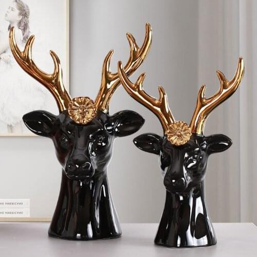 Ceramic Desktop OrnamentsDeer Head Shape Sculpture DecorationOffice Artwork DecorationHome Desktop Placement ProductsSend A Gift