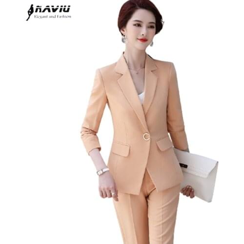 Suits Women Spring New 2021 Casual Temperament Business Fashion Formal Long Sleeve Slim Blazer And Pants Office Ladies Work Wear