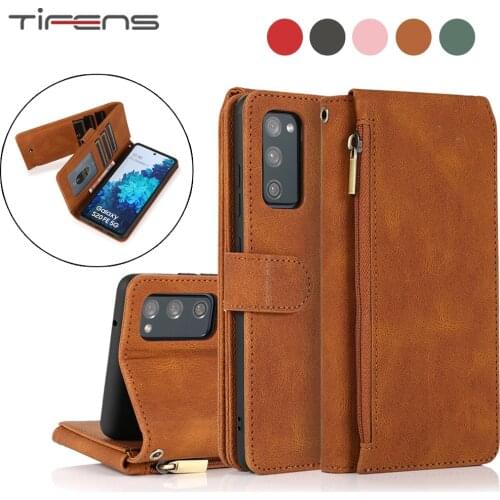 Luxury Zipper Flip Wallet Leather Case For Samsung Galaxy S21 S20 FE S10 S9 Note 20 10 9 Ultra Plus Lite Cards Slot Phone Cover