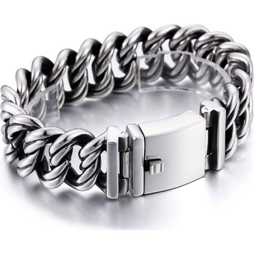 Factory Wholesale 145g Heavy huge Vintage 316L Stainless Steel Biker Chain bracelet Mens Gothic Jewelry bling 8.66