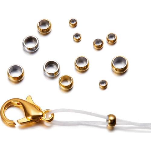 120Pcs/lot Stainless steel Crimp End Beads End Stopper Spacer Terminators Tips For Diy Jewelry Making Findings Accessories
