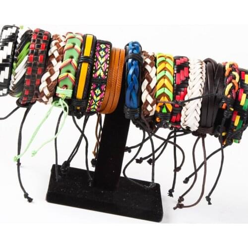 Wholesale bulk 15 pieces leather rope bracelet leather belt hand rope hand-woven men and women can wear neutral bracelet gift