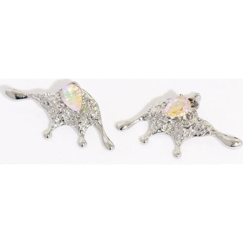 Original metal wind natural element fisheye European and American niche fashion four claw water drop ear nails earrings