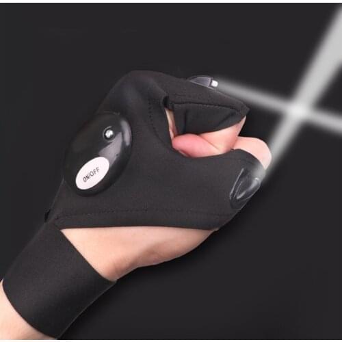 Outdoor Fishing Magic Strap Fingerless Glove LED Flashlight Torch Cover Survival Camping Hiking Lights Multipurpose Outdoor Tool