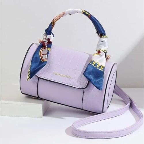 Simple Handbag Barrel-shape Diagonal Bag Shoulder Bag Silk Scarf Diagonal Bag Luxury Bag Round Handbag Womens Bags