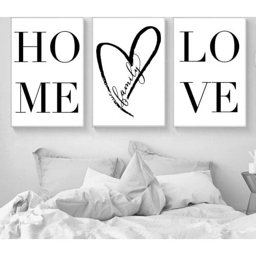 Family Home Wall Art Poster Print Love Heart Abstract Line Drawing Canvas Painting minimalism Modern Decoraiton Wall Pictures
