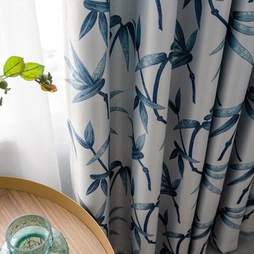 Bamboo Forest Printed Blackout Curtains for living Room Bedroom Modern Window Treatments for Kitchen Drape Blinds Customized