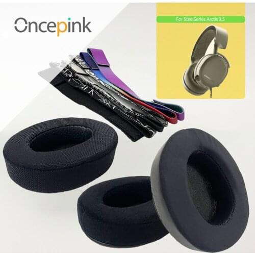 Oncepink Replacement EarPads Headband For SteelSeries Arctis 3,5 Headphone Ear Cushion Repair Parts Earphones Accessories