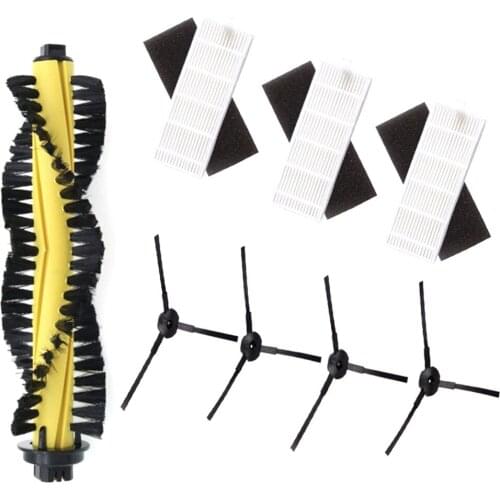 1 Main Brush + 3 HEPA Filter + 3 Sponge + 4 Side Brushes for ILIFE A4 T4 X432 X430 X431 A4S Robot Vacuum Cleaner Replace Parts