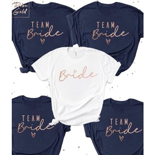 Bridal Bachelorette Party Women T Shirt Team Bride Cotton T-shirt Casual Wedding Fashion Navy Colour Tshirts Drophshipping Tops