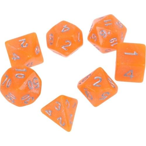 2021 Top 7pcs Acrylic Polyhedral Dice Glitter Double Colors Sided Dices Table Game