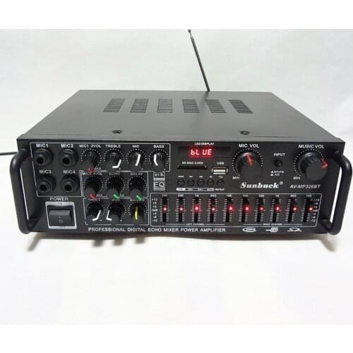 2000W Bluetooth Audio Power Amplifier, 2 Channels, HiFi Subwoofer, Professional, Home Theater, Karaoke Player 12V / 220V 4-16Ohm