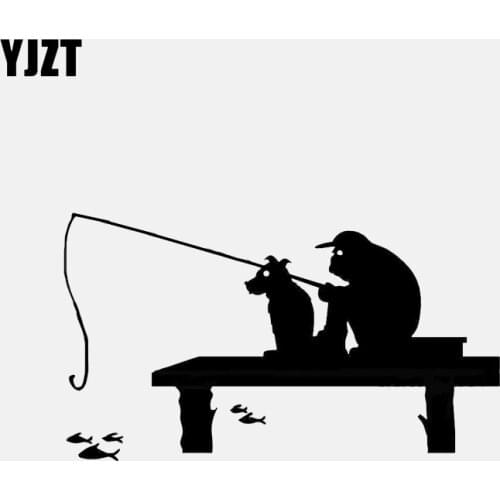 YJZT 13.9*8CM Dogs And Owners Coolest Outdoor Fishing Decor Car Sticker Vinyl High Quality Accessories C12-1665