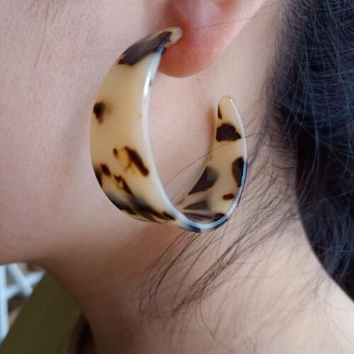 SOHOT New Arrived Japan South Korea Wild Women Big Circle Hoop Earrings Minimalist Acetic Acid Tortoiseshell Colorful Brincos