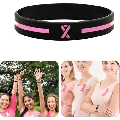 Breast Cancer Awareness Bracelet Women Men Pink Ribbon Wristband For Woman Man Inspirational Silicone 2021 Pulseras Mujer