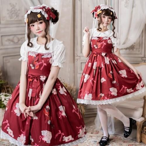Original Design Sound of Music Womens Lolita JSK Dress Sleeveless Dress & Music Note White Ruffle Collar Blouse Shirt